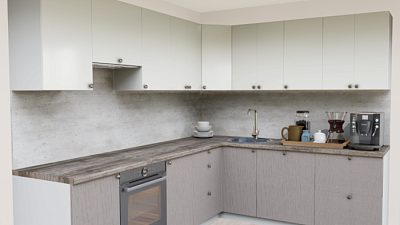 Кухня угловая Пастель сливки - Эмаль земная